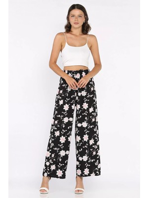 Kadın Çiçek Desenli Viskon Yürüyüş Pantolonu P-00015356