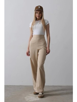 Fy Butik Beli Yarım Lastikli Palazzo Pantolon - Camel