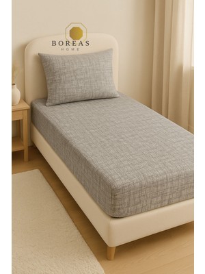 Boreas Home Pixel Krem Ranforce Tek Kişilik Lastikli Çarşaf ve Yastık Kılıfı SETI(100X200)