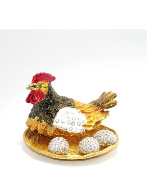 Swarovski Taşlı Yumurtalı Tekli Tavuk Model 1