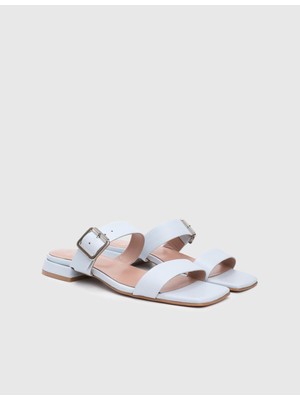 Eldoris Hakiki Deri Mavi Kadın Terlik