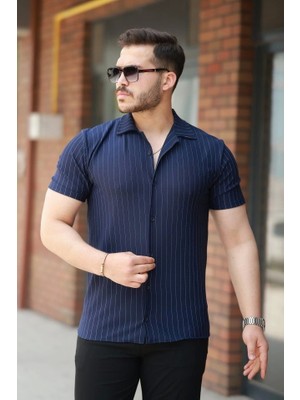 Fy Butik Erkek Kısa Kollu Çizgili Gömlek