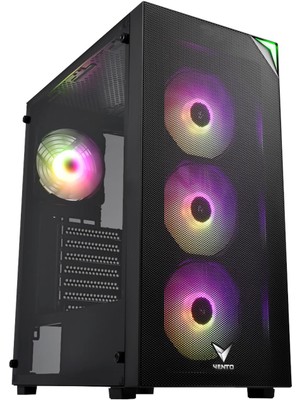VENTO VG3400S 650W 80+ Bronze Mesh RGB 4X120mm Fanlı ATX Siyah Gamıng Kasa