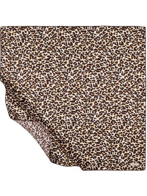 Twill Ipek Eşarp - Leopar Desenli - Kahve