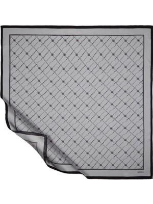 Gümüş Monogram Tivil Ipek Eşarp