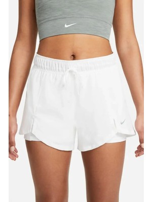 Nike Dri-Fit Flex Essantial 2-In-1 Taytlı Training Beyaz Kadın Spor Şort