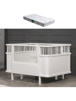 Mdf Beşik, Trend Büyüyen Beşik - Beyaz 1 Adet Comfort Yatak 90X130