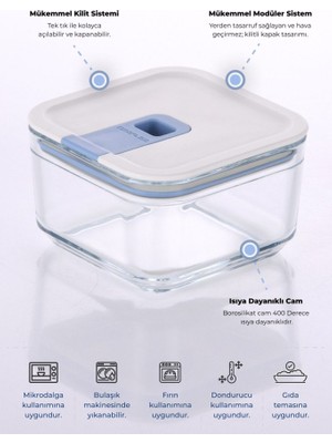 Neoflam Perfect Seal Kare Cam Saklama Kabı 350 ml