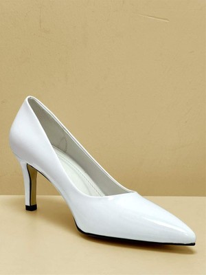 Elisa 000003 Renk Beyaz  Rugan Kadın Stiletto Topuk 6-8 cm Arası