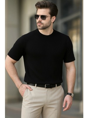 Fy Butik Erkek Kısa Kollu Bisiklet Yaka Triko Bluz