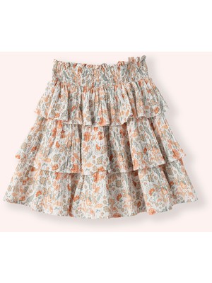 Kız Çocuk Desenli Ekru Etek