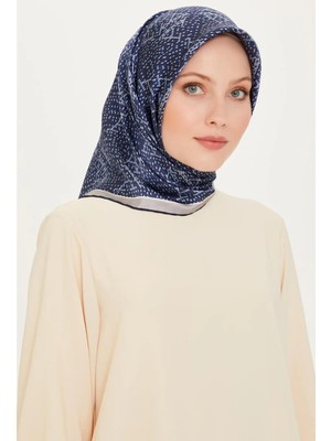 Armine Tivil İpek Eşarp 9228 - 82 Mavi Karışık Desen