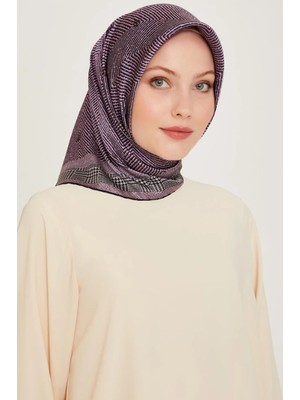 Armine Tivil İpek Eşarp 9252 - 32 Mor Karışık Desen