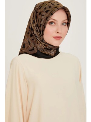 Armine Tivil İpek Eşarp 9213 - 02 Siyah Karışık Desen