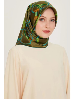 Armine Tivil İpek Eşarp 9203 - 04 Yeşil Karışık Desen