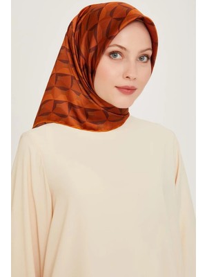 Armine Tivil İpek Eşarp 9204 - 01 Turuncu Karışık Desen
