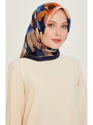 Armine Tivil İpek Eşarp 9205 - 84 Lacivert Karışık Desen
