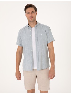 Pierre Cardin Erkek Yeşil Regular Fit Kısa Kollu Gömlek 50307073-VR054