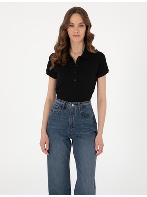 Pierre Cardin Kadın Siyah Regular Fit Tişört 50305813-VR046