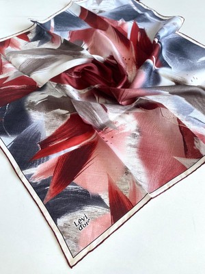 Levidor Tivil Saf Ipek Eşarp 48998 Bordo Karışık Desen