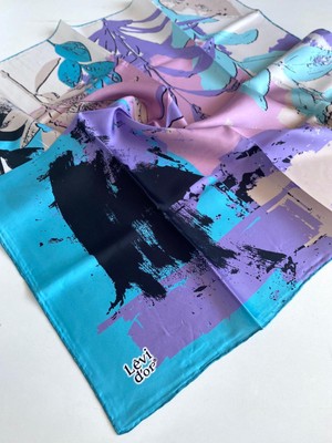 Levidor Lêvi D'or Tivil Saf Ipek Eşarp 49276 Mavi Karışık Desen