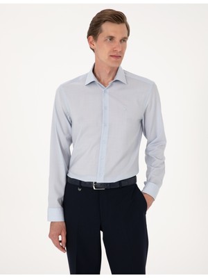 Pierre Cardin Erkek Açık Mavi Slim Fit %100 Yün Uzun Kollu Gömlek 50307300-VR003