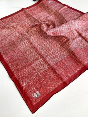 Levidor Tivil Saf Ipek Eşarp 49266 Kırmızı Karışık Desen