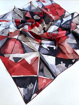 Levidor Tivil Saf Ipek Eşarp 49442 Kırmızı Karışık Desen