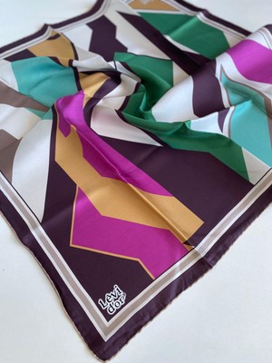 Levidor Tivil Saf Ipek Eşarp 49388 Mürdüm Karışık Desen