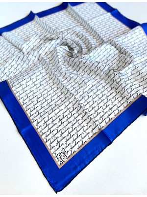 Levidor Tivil Saf Ipek Eşarp 48962 Mavi Karışık Desen