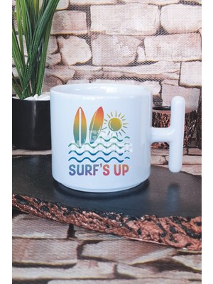 Surf's Up Baskılı T Kulplu Latte Fincanı Kupa Bardak