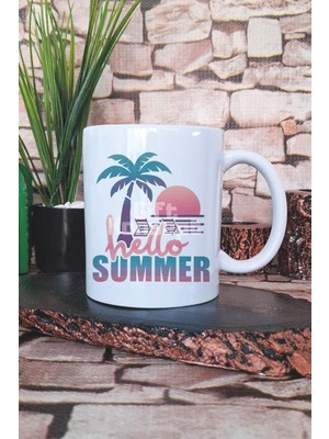 Hello Summer Retro Baskılı Hediyelik Kupa Bardak