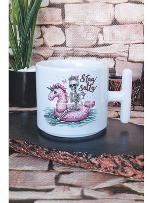 Sray Salty Baskılı T Kulplu Latte Fincanı Kupa Bardak