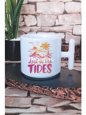 Lost İn The Tides Baskılı T Kulplu Latte Fincanı Kupa Bardak