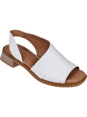 Pullman Hakiki Deri Kadın Sandalet BEL-015   Beyaz