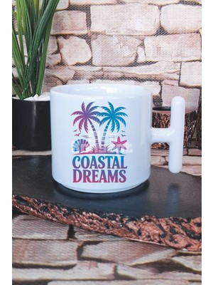 Coastal Dreams Baskılı T Kulplu Latte Fincanı Kupa Bardak