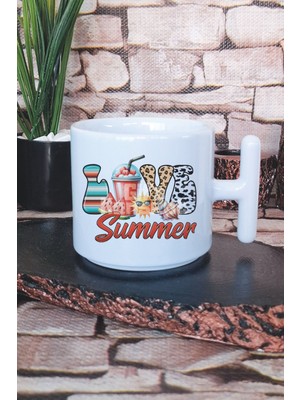 Love Summer  Baskılı T Kulplu Latte Fincanı Kupa Bardak