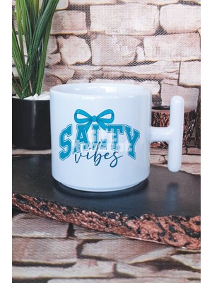 Coquette Salty Vibes Baskılı T Kulplu Latte Fincanı Kupa Bardak