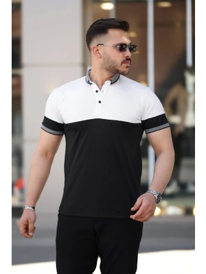 Fy Butik Erkek Yakalı Çift Renk Kısa Kollu T-Shirt