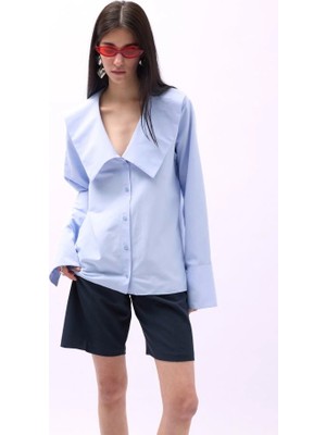 Geniş Yaka Volan Kol Gömlek