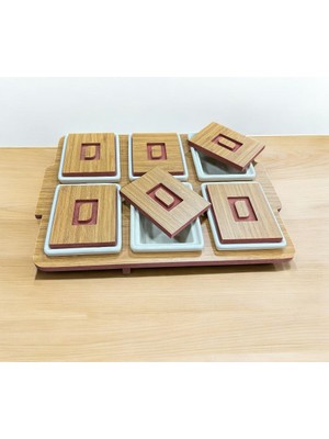 Bastonlu Bambu Tepsili Porselen Kahvaltılık (32 cm X 2cm X  5cm)