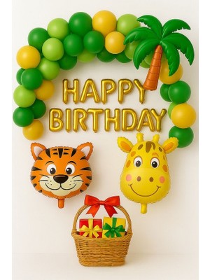 Safari Hayvanları Kaplan & Zürafa Balon Süsleme Seti