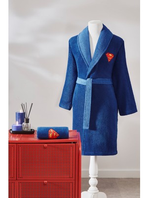 Özdilek Superman Hero Lisanslı Lacivert Şal Yaka Bornoz Seti XL - 9292