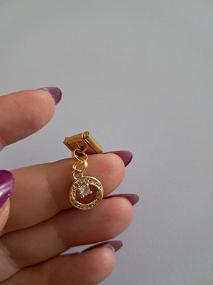 Badelis Çelik Gold Yuvarlak Model Taşlı Charm