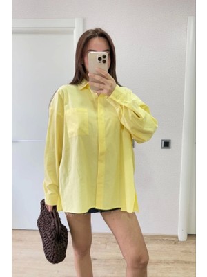 Yakalı Yandan Yırtmaçlı Gömlek - Sarı