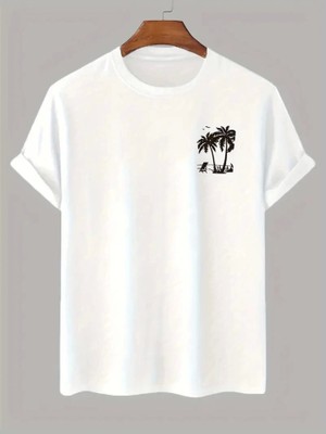 Fy Butik Baskılı Oversize Bisiklet Yaka T-Shirt - Beyaz