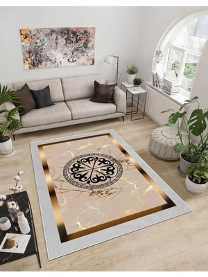 Dijidekor Işıltı Koleksiyonu MODEL46 Süngerli Dijital Baskılı Saçaksız Mutfak Halısı Yolluk