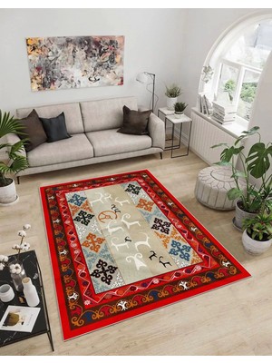 Dijidekor Işıltı Koleksiyonu Model7 Süngerli Dijital Baskılı Saçaksız Mutfak Halısı Yolluk