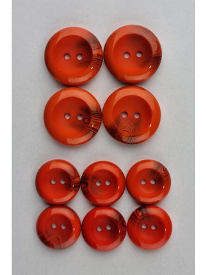 Akrilik 4 Adet Büyük 6 Adet Küçük Çanak Turuncu Kaban Çeket Hırka Yelek Düğmesi