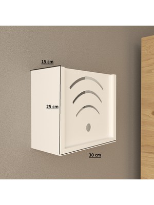 Wi-Fi Modem Saklama Kutusu - Beyaz / Antrasit / Ahşap Ton - 30X25X15 cm Beyaz